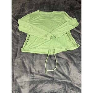 Title Nine Women's Long Sleeve T-Shirt Green Drawstring Hem‎ Top Large L